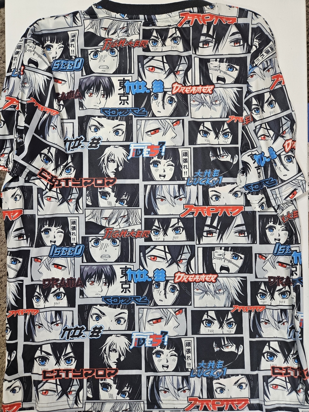 NWT Drill Clothing Co. T-shirt Mens 3XL Black White Anime Comic All‎ Over Print - Picture 6 of 8